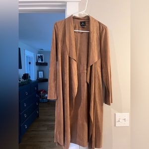 long suede duster cardigan